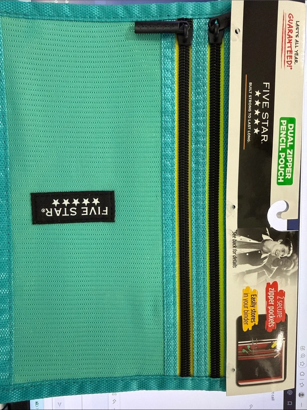 Five Star Dual-Zip Toiletry Pouch in Teal and Black